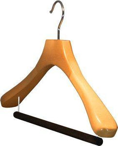 Cheap deluxe wooden suit hanger with velvet bar natural finish chrome swivel hook large 2 inch wide contoured coat jacket hangers set of 24 by the great american hanger company