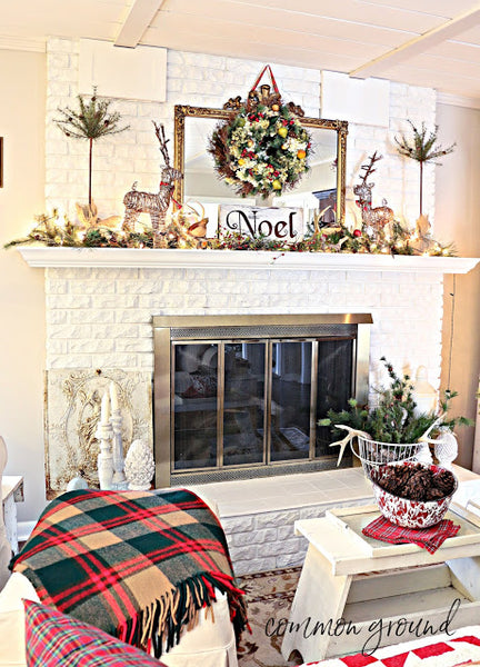 Woodsy Christmas Mantel in the Hearth Room