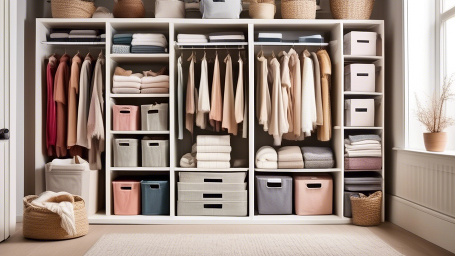 Closet Organization with Lidded Storage Bins