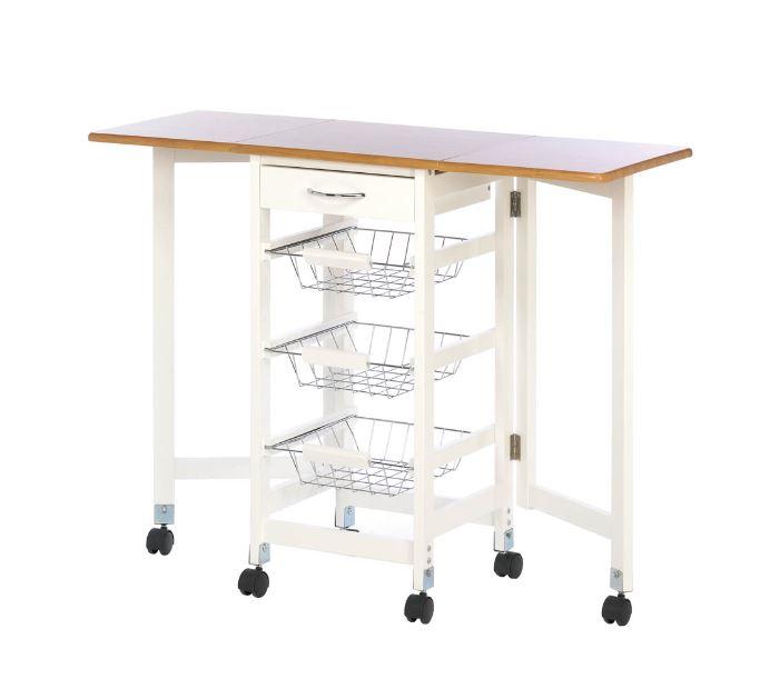 Kitchen Table Trolley Storage Sturdy Strong Extra Space White Pull Out Drawer Home Accent
