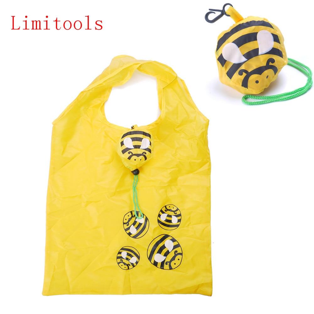 1PC Animal Bee Shape Shopping Bags Foldable Tote Eco Reusable Storage Handbag Nylon Home Storage Organization Bag