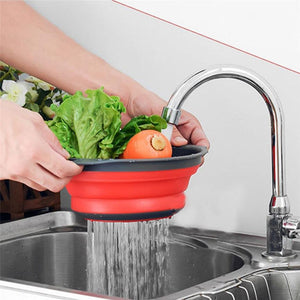2018 Foldable Silicone Colander Fruit Vegetable Washing Basket Strainer Collapsible Drainer With Handle Kitchen Tool Dropship