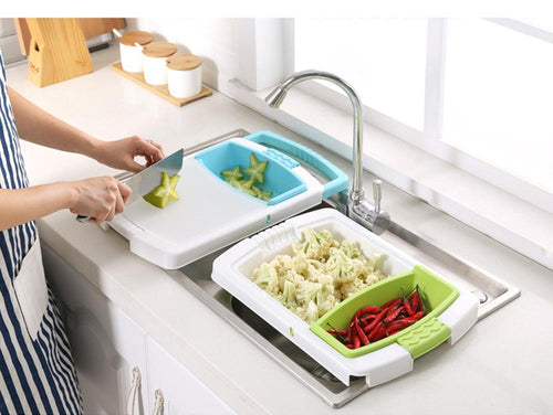 (Hot selling 5000 items)Plastic Cutting Board with Multifunctional Drain Basket