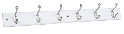 Get airleds home hook coat and hat rack 6 dual hooks 27 inches wall mount decorative home storage entryway foyer hallway bathroom bedroom rail satin nickel hooks white pine bathroom rail