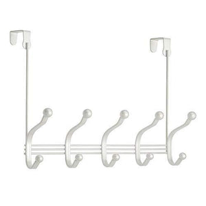 Amazon mdesign decorative over door 10 hook steel storage organizer rack for coats hoodies hats scarves purses leashes bath towels robes for mens and womens clothing pearl white