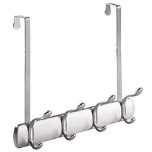 Load image into Gallery viewer, Save arkbuzz over door storage rack organizer hooks for coats hats robes clothes or towels 4 dual hooks brushed nickel chrome