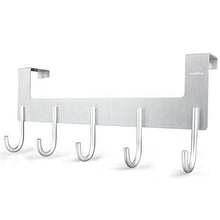 Load image into Gallery viewer, Purchase acmetop over the door hook hanger heavy duty organizer for coat towel bag robe 5 hooks aluminum brush finish silver