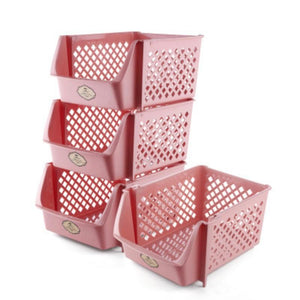 Plastic Storage Basket Stackable Vegetables Fruit Kitchen Organizer