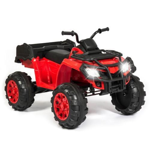 12V Kids Powered ATV Quad 4-Wheel Ride-On Car w/ 2 Speeds, Spring Suspension, MP3, Storage - Red
