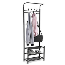 Load image into Gallery viewer, Discover moorecastle multi purpose entryway shoes storage organizer hall tree bench with coat rack hooks clothes stand perfect home furniture