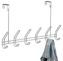 Load image into Gallery viewer, Top rated interdesign classico over door organizer hooks 6 hook storage rack for coats hats robes or towels chrome
