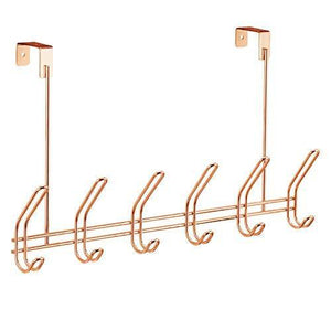 Latest interdesign classico over door storage rack organizer hooks for coats hats robes clothes or towels 6 dual hooks copper