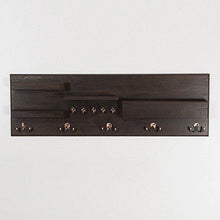 Load image into Gallery viewer, New woodymood professional wall organizer shelf key hooks coat hooks mail pocket ledges w 37 l 3 7 h 12 dark brown