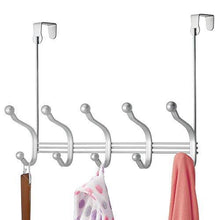 Load image into Gallery viewer, Discover the vibrynt decorative over door hook metal storage organizer rack for coats hoodies hats scarves purses leashes bath towels robes men and women clothing