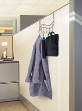 Load image into Gallery viewer, Selection over the door rack with hooks 5 hangers for towels coats clothes robes ties hats bathroom closet extra long heavy duty chrome space saver mudroom organizer by kyle matthews designs