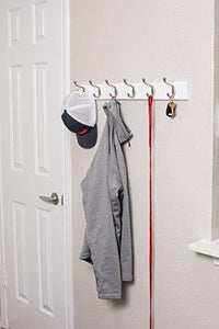 Great airleds home hook coat and hat rack 6 dual hooks 27 inches wall mount decorative home storage entryway foyer hallway bathroom bedroom rail satin nickel hooks white pine bathroom rail