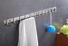 Load image into Gallery viewer, Organize with hook coat rack with 12 square hooks modern wall mounted ultra durable with solid steel construction brushed stainless steel finish super easy installation rust and water proof