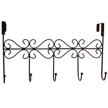 Load image into Gallery viewer, Storage obmwang over the door 5 hook rack decorative organizer hooks for clothes coat hat belt towels stylish over door hanger for home or office use l x w x h 15 x 2 x 9 inch
