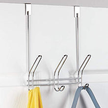 Load image into Gallery viewer, Shop here interdesign 43912 classico over door storage rack organizer hooks for coats hats robes clothes or towels 3 dual hooks chrome