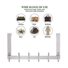 Load image into Gallery viewer, Discover the best yumore door hanger stainless steel heavy duty over the door hook for coats robes hats clothes towels hanging towel rack organizer easy install space saving bathroom hooks