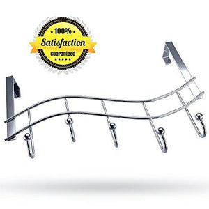 Shop for over the door rack with hooks 5 hangers for towels coats clothes robes ties hats bathroom closet extra long heavy duty chrome space saver mudroom organizer by kyle matthews designs
