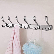 Load image into Gallery viewer, Home arplis wall mounted hooks stainless steel rack wall hanger with 6 double hooks design coat towel rail hook for foyer hallways and bedrooms