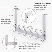 Load image into Gallery viewer, Discover the yumore door hanger stainless steel heavy duty over the door hook for coats robes hats clothes towels hanging towel rack organizer easy install space saving bathroom hooks