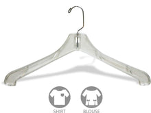 Load image into Gallery viewer, Kitchen the great american hanger company heavy duty clear plastic coat hanger box of 100 sturdy 1 2 inch thick top hangers w 360 degree chrome swivel hook for jacket or uniform