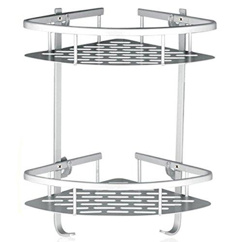 Lancher Bathroom Shelf ( No Drilling ) Durable Aluminum 2 tiers shower shelf Kitchen storage basket Adhesive Suction Corner Shelves Shower Caddy