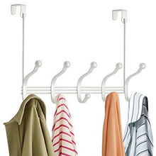Load image into Gallery viewer, The best mdesign decorative over door 10 hook steel storage organizer rack for coats hoodies hats scarves purses leashes bath towels robes for mens and womens clothing pearl white