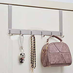 Organize with arplis over the door hook hanger sus304 stainless steel heavy duty organizer rack for coat towel bag robe 6 hooks
