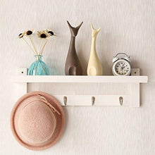 Load image into Gallery viewer, Great wooden hooks for wall coat rack shelf wall mounted bamboo hook rack with upper shelf for storage scandinavian style for hallway bathroom living room bedroom 4 hooks