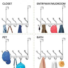 Load image into Gallery viewer, Discover vibrynt decorative over door hook metal storage organizer rack for coats hoodies hats scarves purses leashes bath towels robes men and women clothing