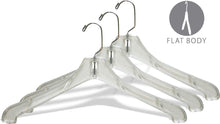 Load image into Gallery viewer, Latest the great american hanger company heavy duty clear plastic coat hanger box of 100 sturdy 1 2 inch thick top hangers w 360 degree chrome swivel hook for jacket or uniform