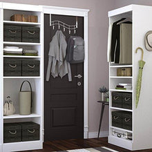 Load image into Gallery viewer, Save over the door rack with hooks 5 hangers for towels coats clothes robes ties hats bathroom closet extra long heavy duty chrome space saver mudroom organizer by kyle matthews designs