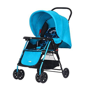 Baby Stroller Seated Or Reclining Lightweight Collapsible Wheel Shock Absorbers Widened Seats Storage Baskets Baby Children's Trolleys Outbound Tourism Can Take 824997cm (Color : Blue)