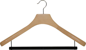 The Great American Hanger Company Wavy Black Wood Suit Hanger w/Velvet  Non-Slip Bar, Box of 25 Space Saving 17 Inch Flat Wooden Hangers w/Chrome