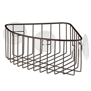 InterDesign Corner Storage Basket with Suction for Bathroom, Shower – Bronze