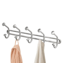 Load image into Gallery viewer, Featured interdesign forma wall mount storage rack hanging hooks for jackets coats hats and scarves 5 dual hooks brushed stainless steel