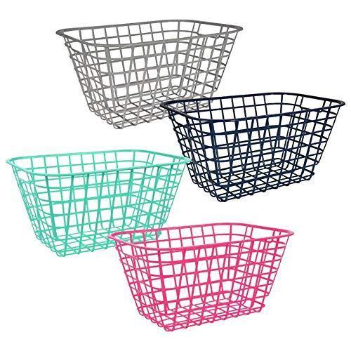 Pantry Organization and Storage Plastic Baskets with Handle Toy Organizer For Shelves Wicker Colorful Under Shelf For Organizing Kitchen Sink Organizer Book Bins for Classroom Library Muilticolor