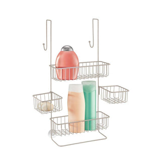 iDesign Metalo Bathroom Over the Door Shower Caddy with Swivel Storage Baskets for Shampoo, Conditioner, Soap, 22.7" x 10.5" x 8.2", Satin