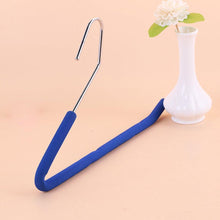 Load image into Gallery viewer, Shop for absolutely perfect open end trouser hangers slack pant hanger with non slip foam coated blue 5 pack