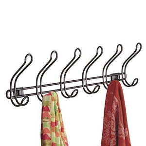 Featured interdesign classico wall mount over door storage rack organizer hooks for coats hats robes clothes or towels 6 dual hooks bronze