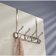 Load image into Gallery viewer, Results arkbuzz over door storage rack organizer hooks for coats hats robes clothes or towels 4 dual hooks brushed nickel chrome