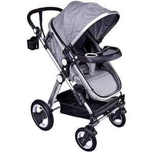 Babyroues Grey Newborn to Toddler Baby Stroller – Full Size Luxury Carriage - Infant Bassinet, Reversible Seat, Lightweight Aluminum Frame, Easy Compact Fold, All Terrain Wheels