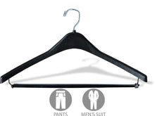 Load image into Gallery viewer, Buy now the great american hanger company heavy duty black plastic suit hanger with locking wooden pant bar box of 100 1 2 inch thick curved hangers for uniforms and coats