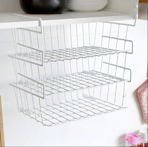 Iron Basket Metal File Basket Refrigerator Storage Basket Kitchen Multifunctional Rack One Layer