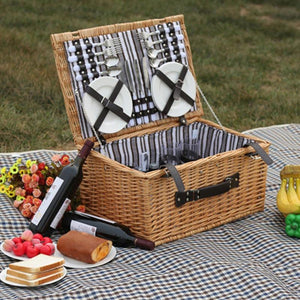 Outdoor willow picnic storage baskets Handmade Family Vintage Wicker Picnic Basket set for 4 persons Friends Gift picknickmand
