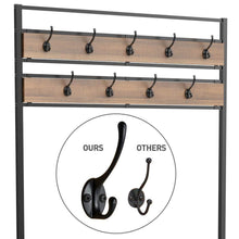 Load image into Gallery viewer, Try topeakmart vintage coat rack 3 in 1 hall tree entryway shoe bench coat stand storage shelves 9 hooks in black metal finish