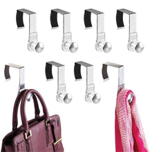 Load image into Gallery viewer, Related mdesign modern metal and plastic office over the cubicle storage organizer hooks wall panel hangers for hanging accessories coats hats purses bags keychain 8 pack clear brushed